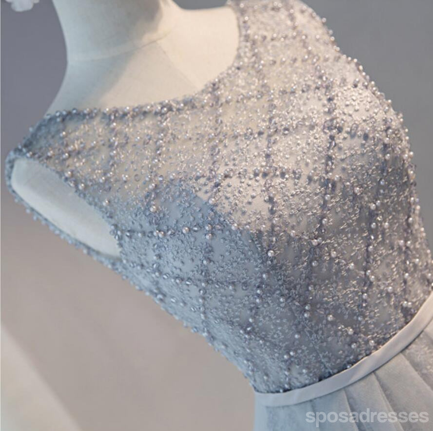 Sexy Open Back Grey Lace Beaded Homecoming Prom Dresses, Affordable Short Party Prom Dresses, Perfect Homecoming Dresses, CM286