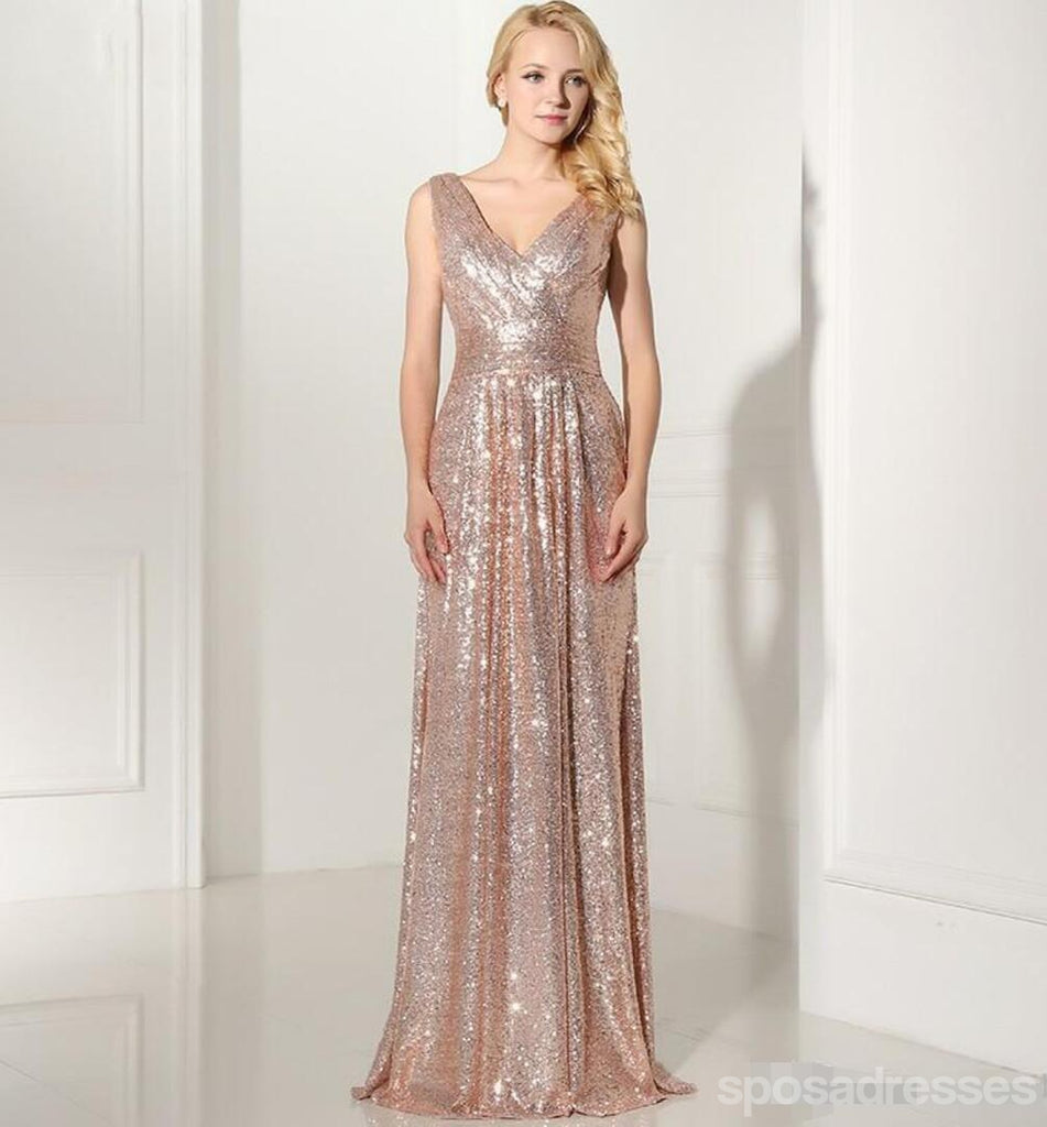 Mismatched Rose Gold Sequin Cheap Bridesmaid Dresses Online, WG777