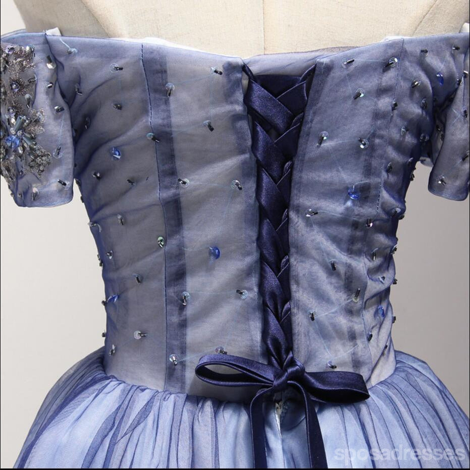 Off Shoulder Short Sleeve See Through Homecoming Prom Dresses, Affordable Short Party Corset Back Prom Dresses, Perfect Homecoming Dresses, CM222