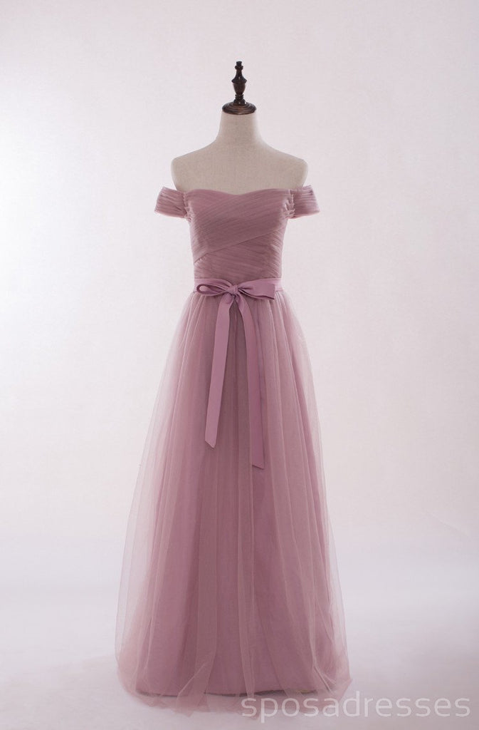 Mismatched Elegant Dusty Pink Soft Tulle Long Bridesmaid Dresses,BD013