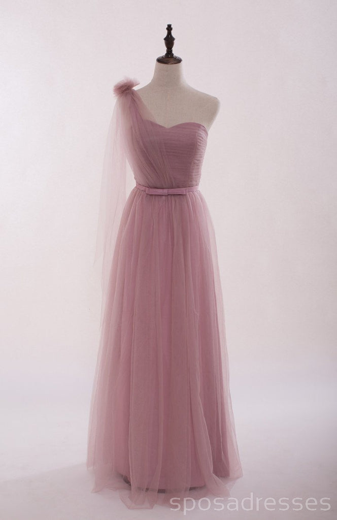 Mismatched Elegant Dusty Pink Soft Tulle Long Bridesmaid Dresses,BD013