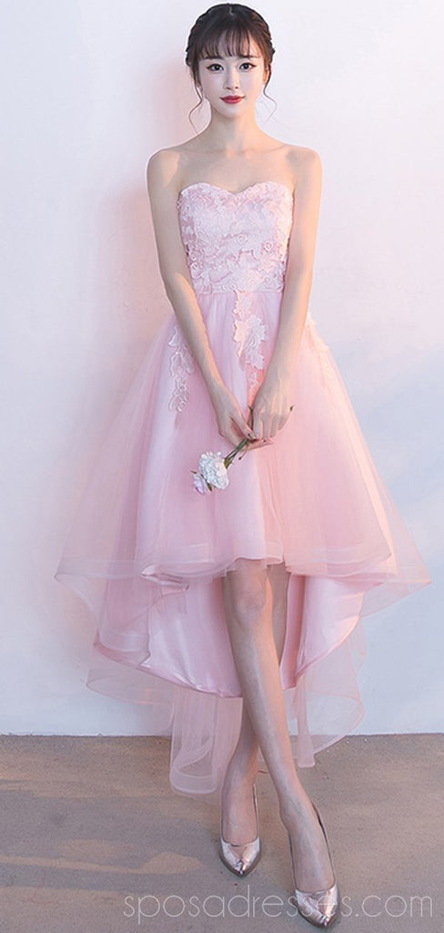 Lace High Low Sweetheart Pink Homecoming Dresses Online, Cheap Short Prom Dresses, CM792