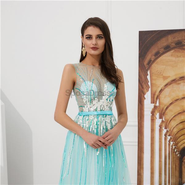 Jewel See Through Beaded Sexy Evening Prom Dresses, Evening Party Prom Dresses, 12083