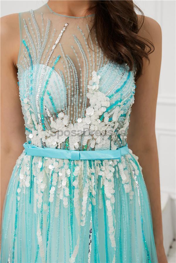 Jewel See Through Beaded Sexy Evening Prom Dresses, Evening Party Prom Dresses, 12083