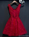 Two Straps Red Lace Heavily Beaded Homecoming Prom Dresses, Cheap Homecoming Dresses, CM265