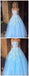 Straight Lace Beaded Blue A-line Long Evening Prom Dresses, Cheap Sweet 16 Dresses, 18378