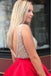 Gold V Neck Beaded Short Homecoming Dresses Online, Cheap Short Prom Dresses, CM838