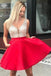 Gold V Neck Beaded Short Homecoming Dresses Online, Cheap Short Prom Dresses, CM838