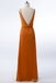 Spaghetti Straps Burnt Orange Cheap Bridesmaid Dresses Online, WG267
