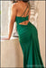 Sexy Green Sheath One Shoulder High Slit Cheap Long Prom Dresses,13040