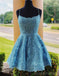 Gold Lace Cross Back Short Homecoming Dresses Online, Cheap Short Prom Dresses, CM840