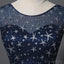 Scoop Navy Star Sequin Cheap Long Evening Prom Dresses, Cheap Custom Sweet 16 Dresses, 18536