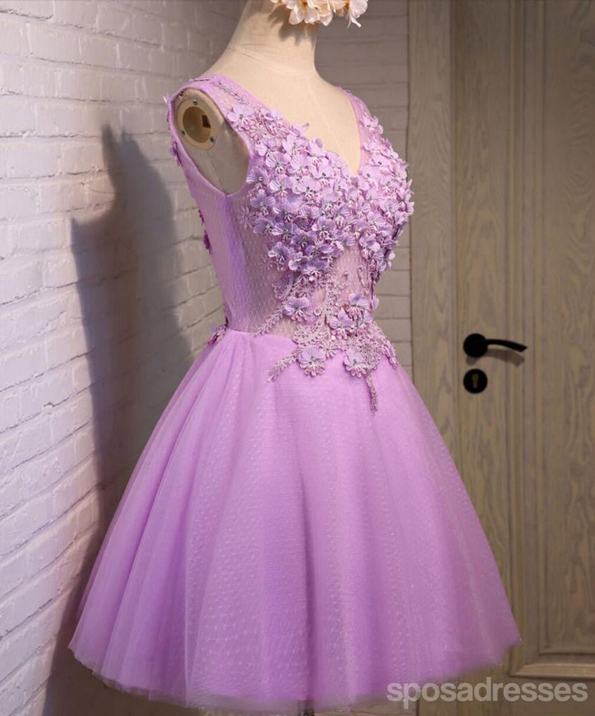 V Neckline See Through Lace Cute Homecoming Prom Dresses, Affordable Short Party Prom Dresses, Perfect Homecoming Dresses, CM305