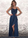 Simple Navy Spaghetti Straps Cheap Long Evening Prom Dresses, Evening Party Prom Dresses, 12348