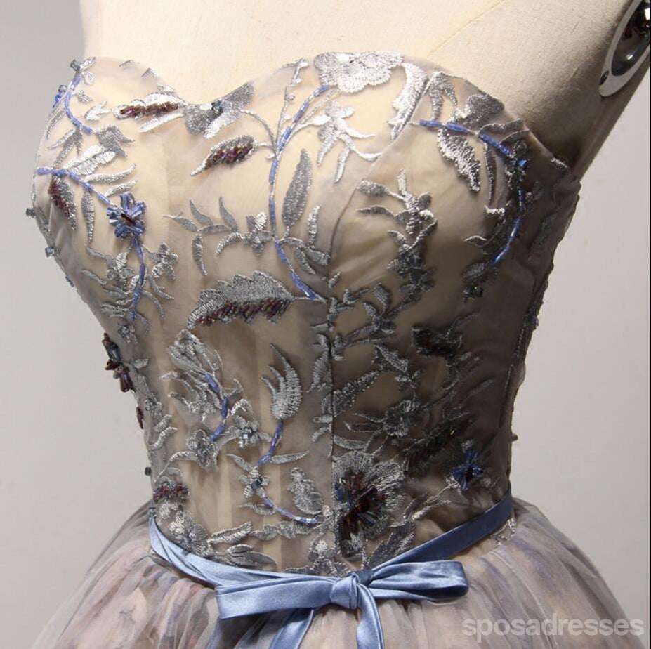 Printed Flower See Through Homecoming Prom Dresses, Affordable Corset Back Short Party Prom Dresses, Perfect Homecoming Dresses, CM235