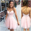 Simple Spaghetti Straps Pink Cute Homecoming Dresses 2018, CM478