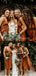Spaghetti Straps Burnt Orange Short Bridesmaid Dresses Online, WG714