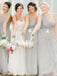 Convertible Soft Tulle Sage Green Long Cheap Bridesmaid Dresses Online, WG607