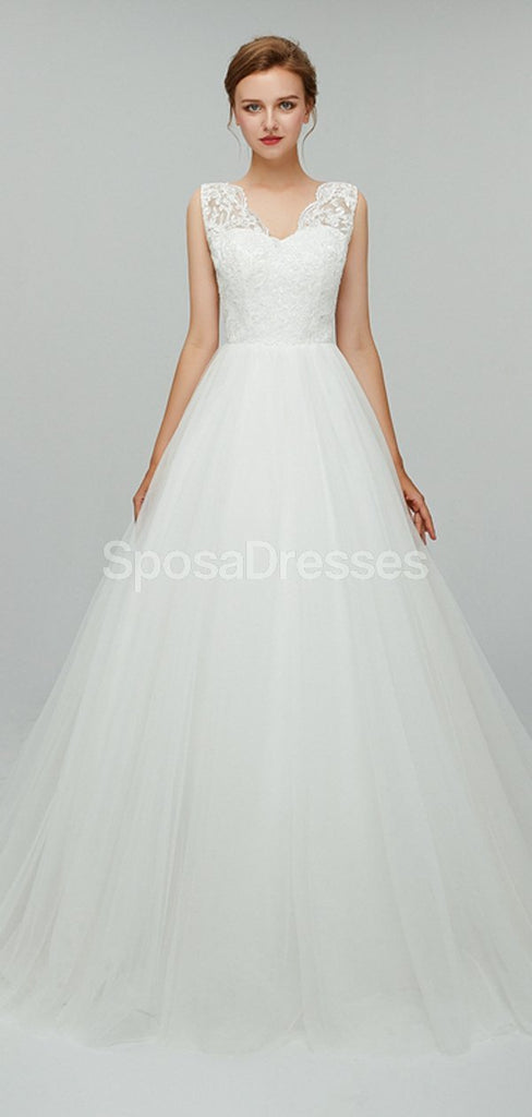 Sexy Backless Simple V-Neck Cheap Wedding Dresses Online, Cheap Bridal Dresses, WD552