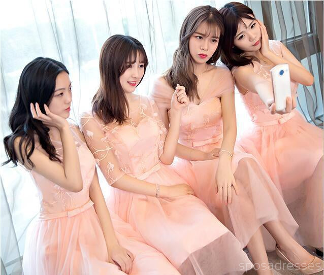 Mismatched Peach Lace Short Bridesmaid Dresses, Bridesmaid Dresses,BD021