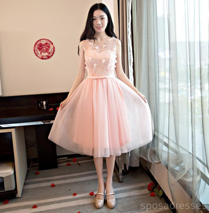 Mismatched Peach Lace Short Bridesmaid Dresses, Bridesmaid Dresses,BD021