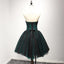 Strapless Dark Green Black Lace Tulle Homecoming Prom Dresses, CM237