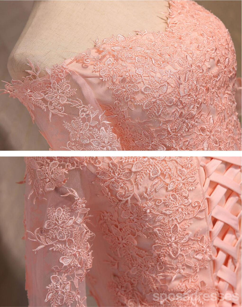 Off Shoulder Short Sleeve Pink Lace Cute Homecoming Prom Dresses, Affordable Short Party Prom Dresses, Perfect Homecoming Dresses, CM306