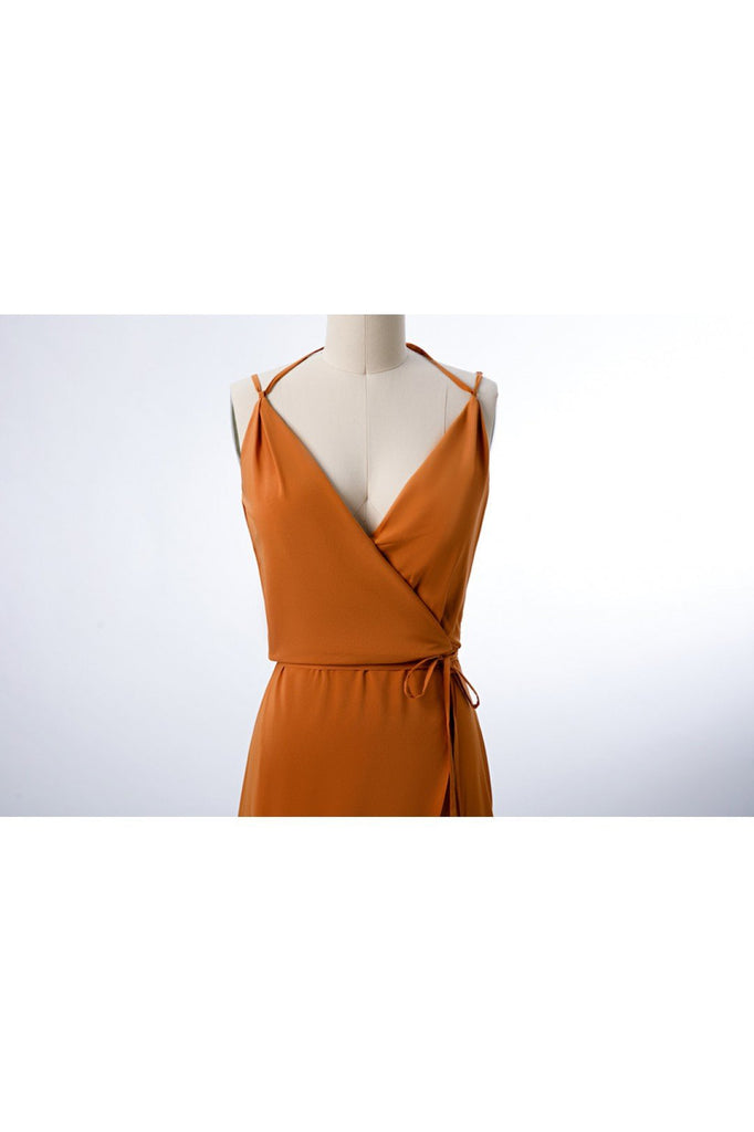Spaghetti Straps Burnt Orange Cheap Bridesmaid Dresses Online, WG267