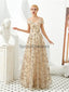 Off Shoulder Sparkly Gold Cheap Long Evening Prom Dresses, Evening Party Prom Dresses, 12125