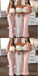 Pink Mermaid Halter Side Slit Cheap Long Bridesmaid Dresses,WG1516