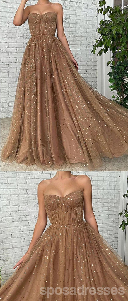 Gorgeous Brown A-line Sweetheart Maxi Long Prom Dresses,Evening Dresses,13165