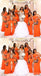 Orange Mermaid One Shoulder Cheap Long Bridesmaid Dresses,WG1521