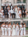 Mismatched Simple White Mermaid Cheap Long Bridesmaid Dresses,WG1345