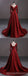 Burgundy A-line High Slit Long Sleeves Cheap Prom Dresses Online,13056