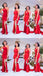 Red Mermaid One Shoulder High Slit Cheap Long Bridesmaid Dresses,WG1618