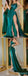 Sexy Green Sheath Spaghetti Straps High Slit Long Prom Dresses,13033