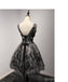 V Neckline Short Black Lace Homecoming Prom Dresses,  Little Back Dress,  CM205