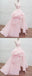 Halter Lace High Low Pink Organza Long Evening Prom Dresses, Cheap Custom Sweet 16 Dresses, 18461