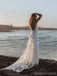 Spaghetti Straps Long Mermaid Backless Lace Wedding Dresses,WD742