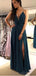 Spaghetti Straps Sexy Teal Side Slit Long Evening Prom Dresses, Cheap Sweet 16 Dresses, 18435