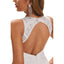 Ivory Mermaid Halter Side Slit Handmade Lace Wedding Dresses,WD800