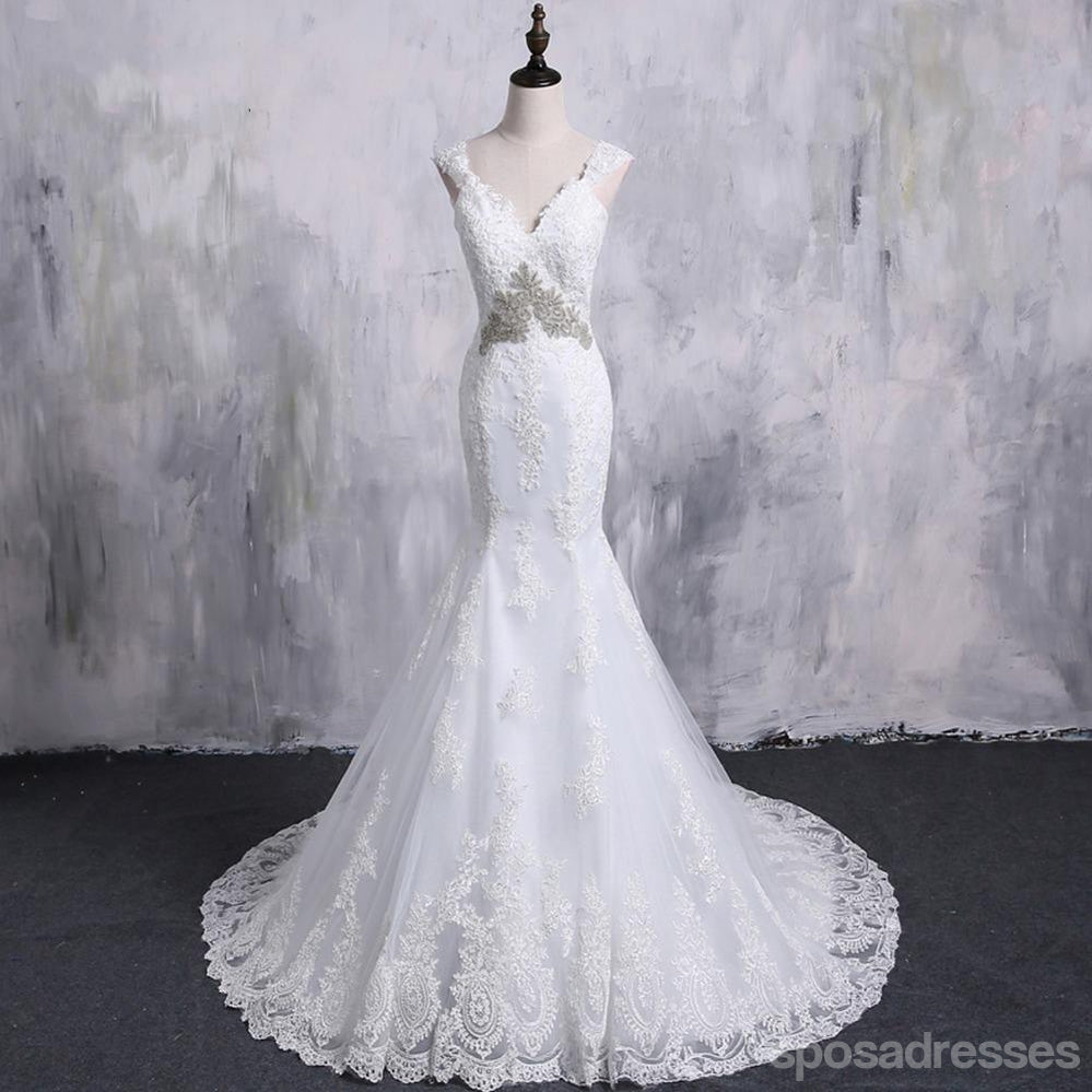 Sexy Backless Cap Sleeve Detachable Skirt Lace Mermaid Wedding Bridal Dresses, Cheap Custom Made Wedding Bridal Dresses, WD279