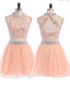 2016 Sexy Two pieces Peach lace homecoming prom dresses, CM0004