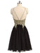 Gold Lace Beaded Black Chiffon Short Homecoming Prom Dresses, Affordable Short Party Prom Sweet 16 Dresses, Perfect Homecoming Cocktail Dresses, CM369
