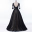 Sexy Backless Long Sleeve Black See Through Lace Beaded Long Evening Prom Dresses, Popular Cheap Long 2018 Party Prom Dresses, 17229