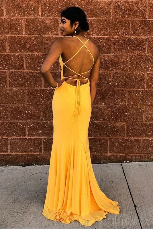 Yellow Sexy Mermaid Simple Cheap Evening Prom Dresses, Evening Party Prom Dresses, 12184