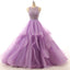 Lilac Organza Illusion A-line Cheap Evening Prom Dresses, Sweet 16 Dresses, 17492