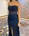 Sexy Blue Mermaid Sweetheart High Slit Maxi Long Prom Dresses,13264