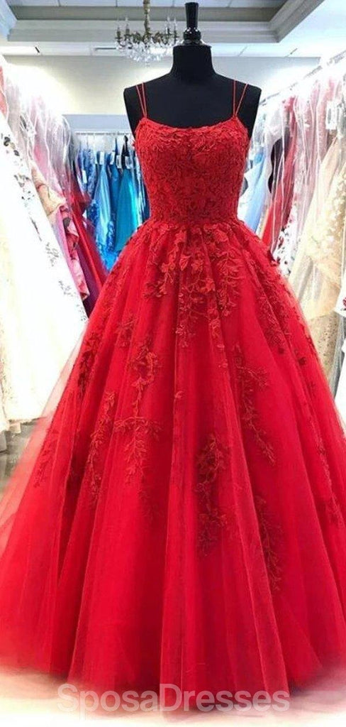 Spaghetti Straps Red A-line Cheap Evening Prom Dresses, Evening Party Prom Dresses, 12180