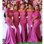 Hot Pink Mermaid Off Shoulder Cheap Long Bridesmaid Dresses,WG1399